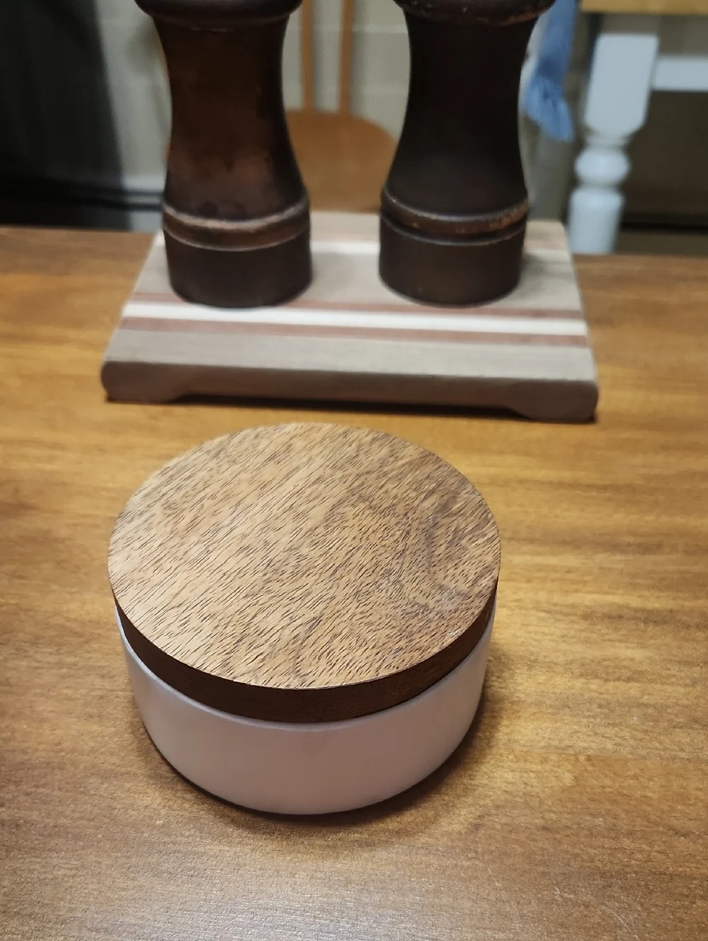 Threshold Marble&wood Salt Cellar with wooden lid.